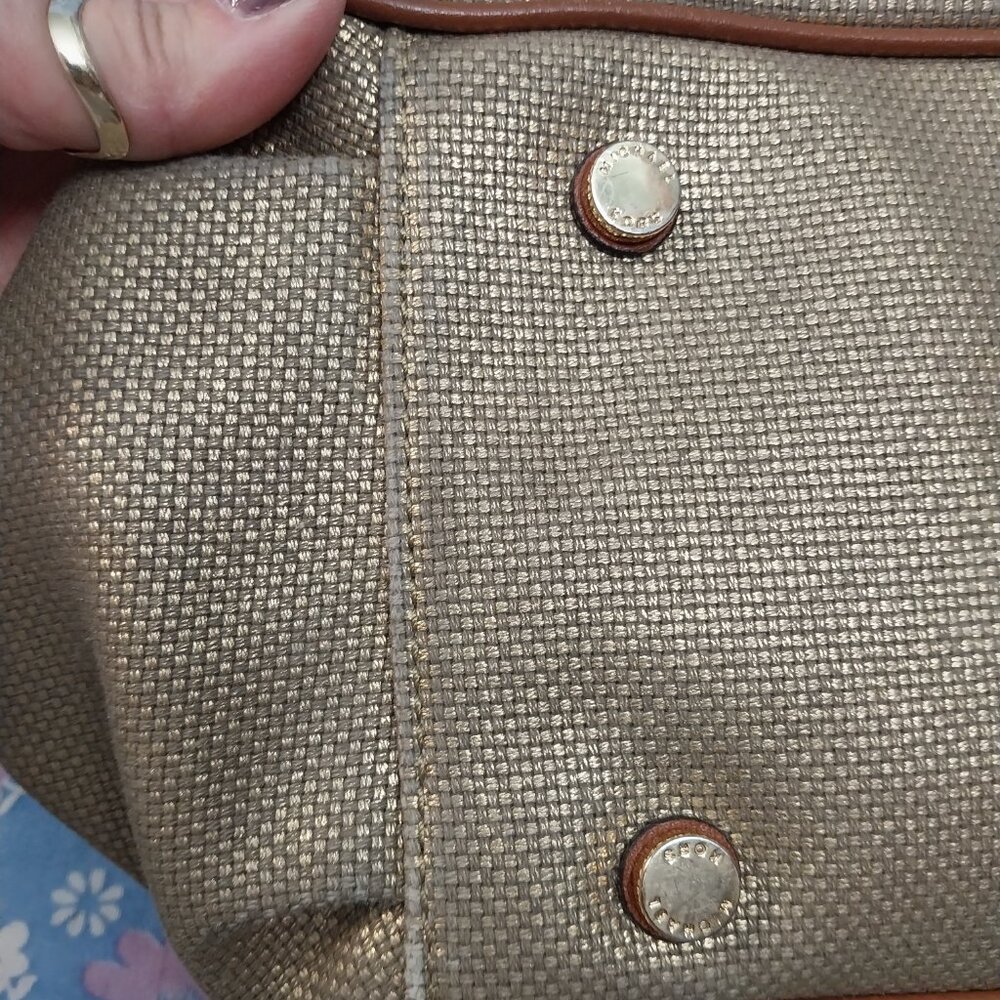 3656 Large Michael Kors Drawstring Satchel Shoulder Bag Sparkly Fabric /Leather - Picture 11 of 12